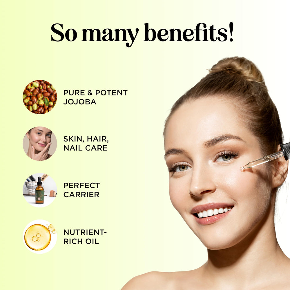 Face and skin care jojoba oil application for dry skin