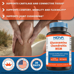 Close-up of Glucosamine Chondroitin MSM capsules for joint health