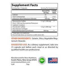 Packaging for Nova Nutritions Triple Strength joint support capsules