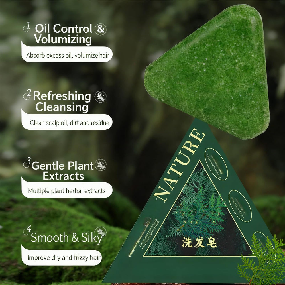 NovaCharm Seven Green Herbal formula solid bar cleanses gently, leaving hair refreshed.