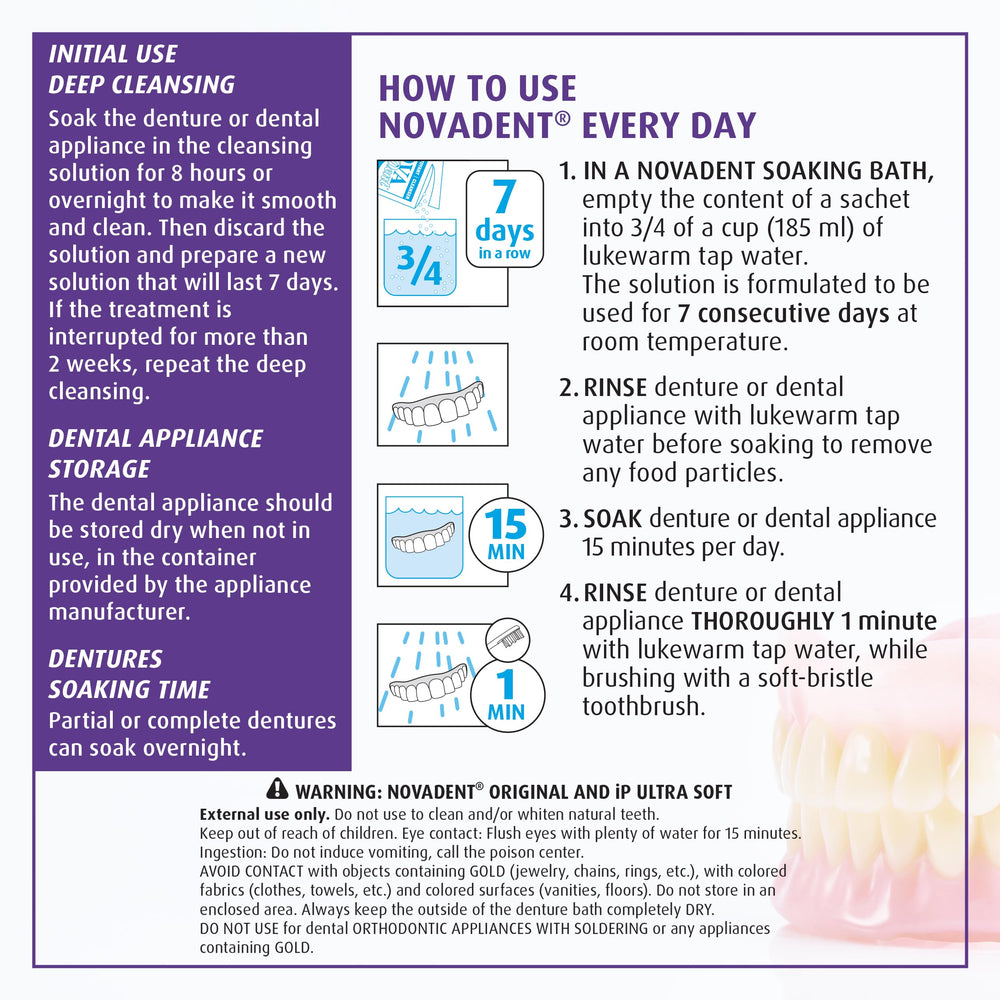 Adding 185 ml lukewarm water and Novadent 7-day formula
