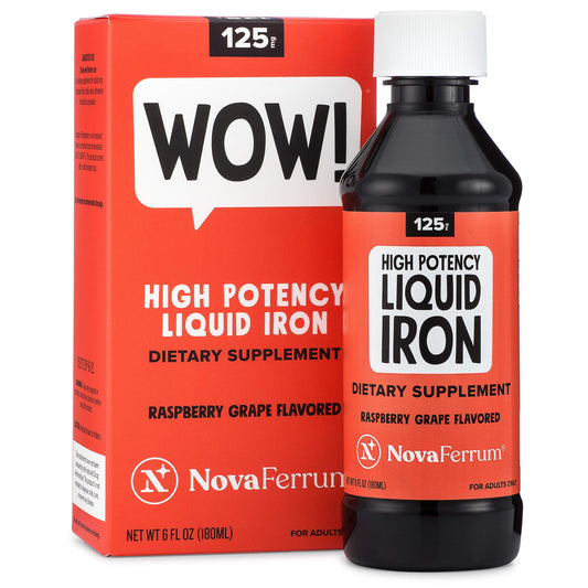 NovaFerrum Wow 125 mg/5 mL liquid iron bottle