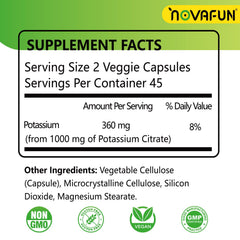 Capsules showing 1000mg potassium citrate per serving