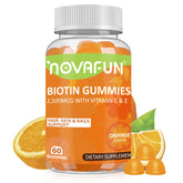 Novafun vegan biotin gummies bottle 60-count orange flavor