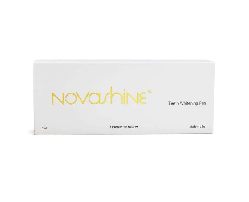Before-and-after whitening comparison using Novashine pen