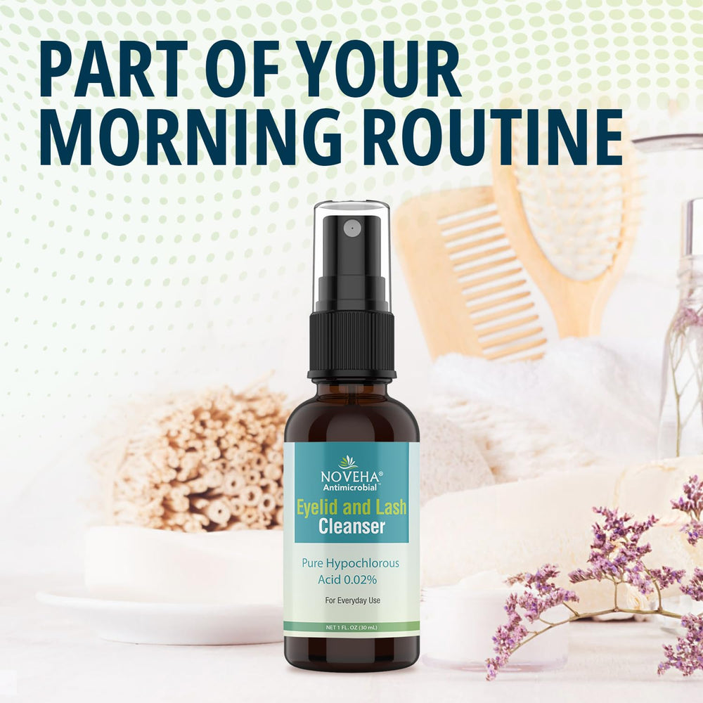NOVEHA Eyelid Cleanser ingredients indicate organic vegan formulation for sensitive care.