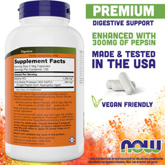 Close-up of NOW Betaine HCl 648 mg capsules