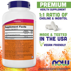 NOW Choline & Inositol nutrition label