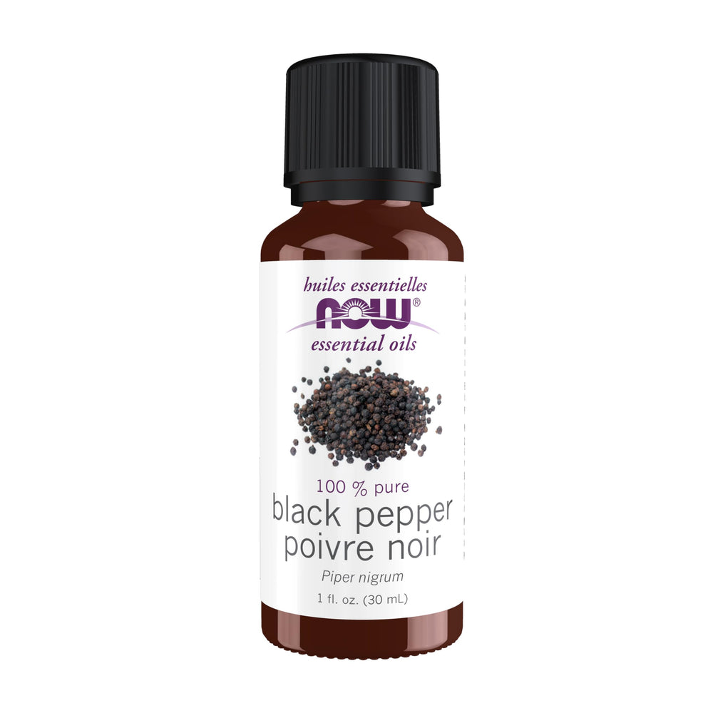 NOW Essential Oils Black Pepper Oil bottle, 1 oz