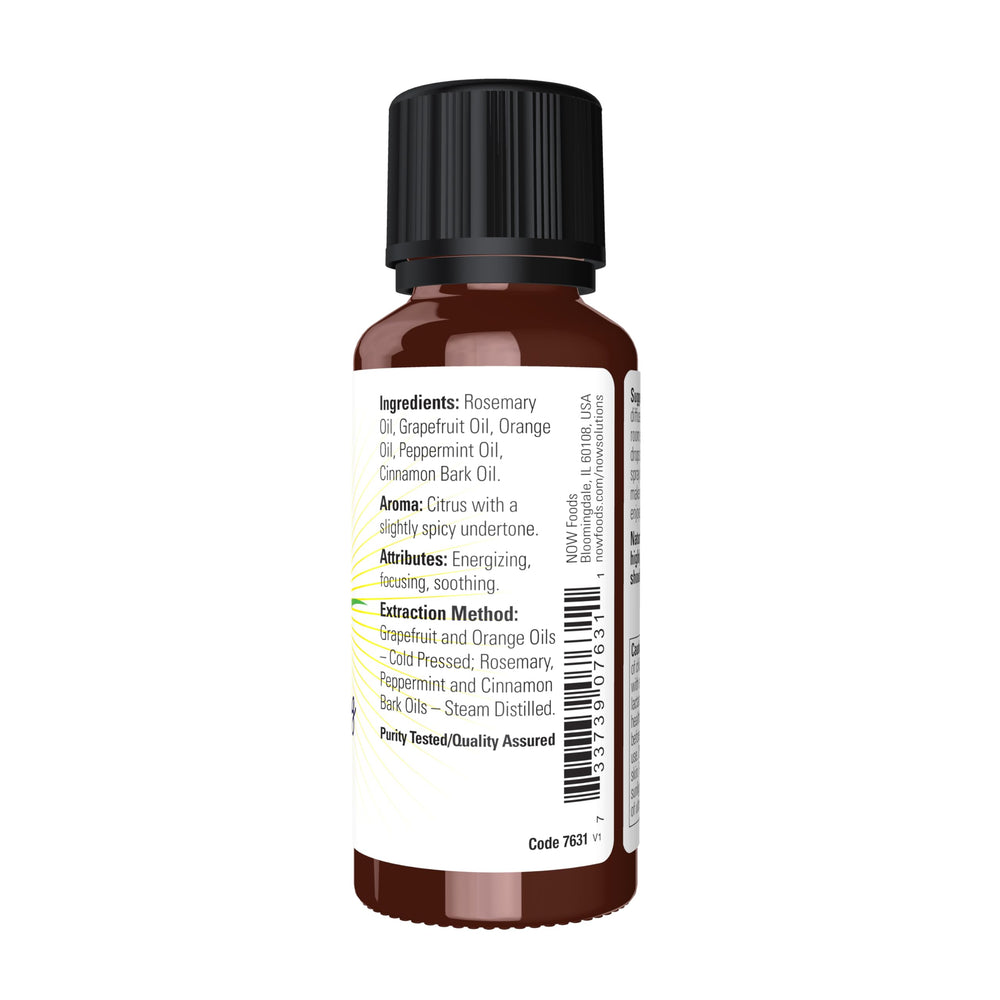 Packaging of Good Morning Sunshine essential oil blend with child-resistant cap
