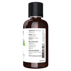 Label indicating 100% pure rosemary oil