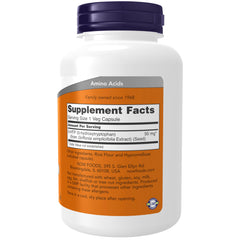 Close-up of NOW Foods 5-HTP 50 mg capsules