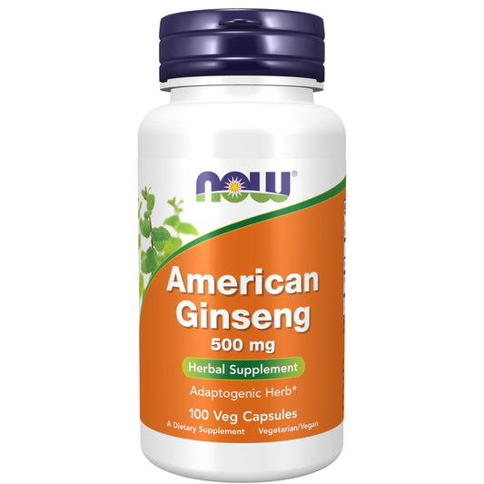 NOW Foods American Ginseng 500 mg bottle label