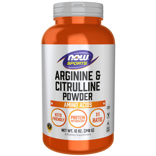NOW Foods Arginine & Citrulline powder bottle 12 oz front view