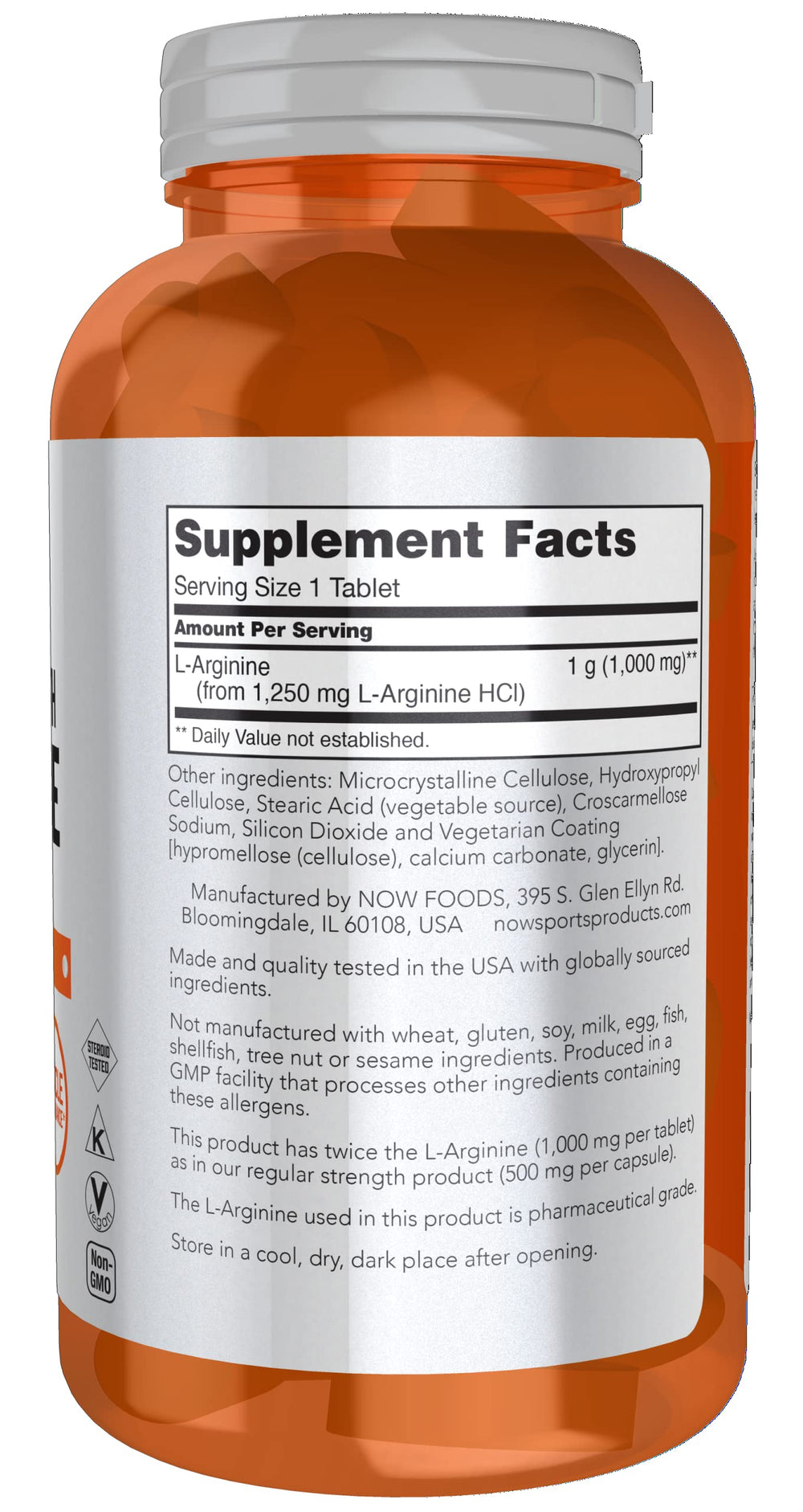 L-Arginine 1000 mg tablets close-up