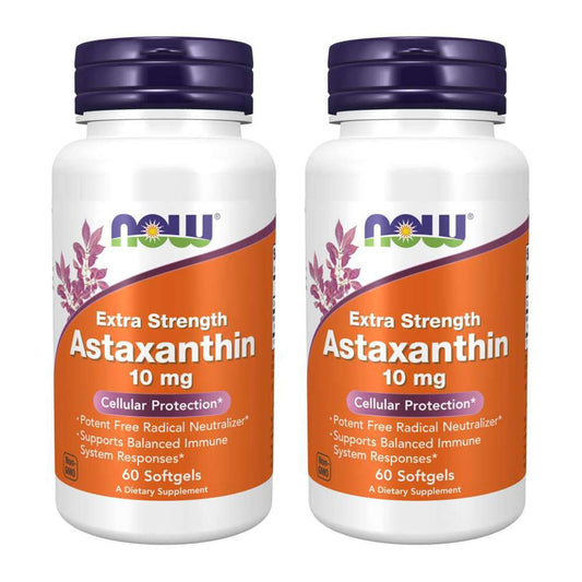 NOW Foods Astaxanthin 10mg 60 SoftGels front view of packaging