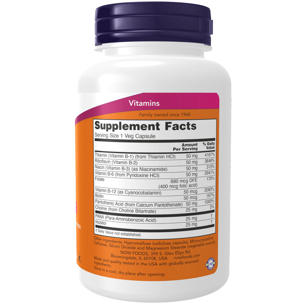 Close-up of NOW Foods B-50 bottle