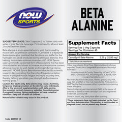Now Foods Beta-Alanine 120 Capsules Bottle - Pack of 2 (label/back)