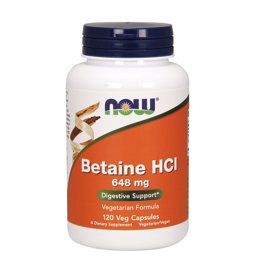Now Foods Betaine HCl 648 mg with Pepsin 150 mg, 120 Capsules, 2 Pack
