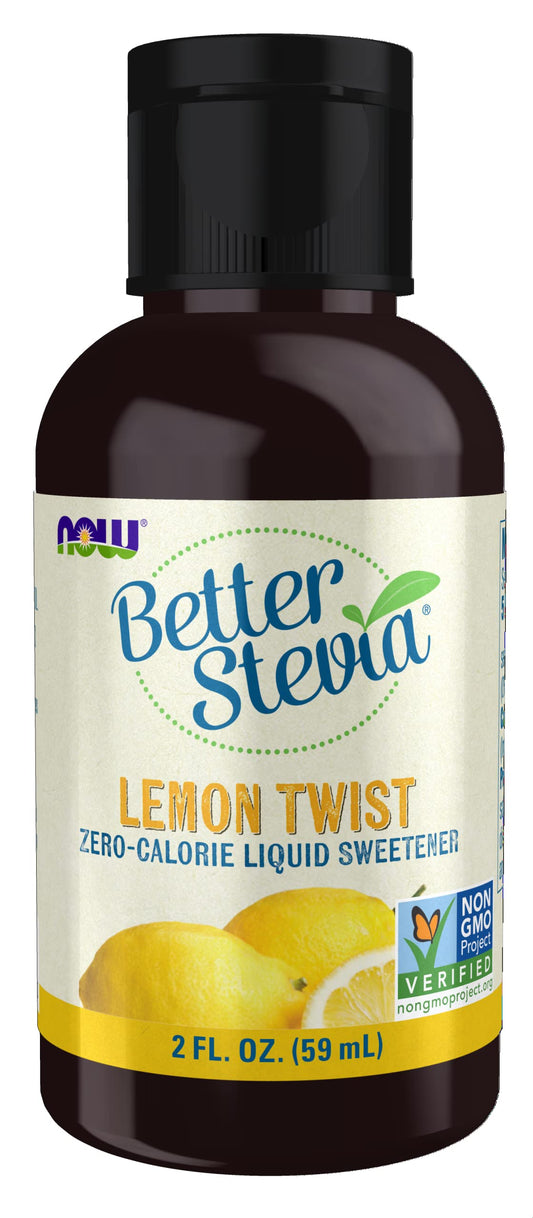 NOW Foods Better Stevia Lemon Twist bottle - front view