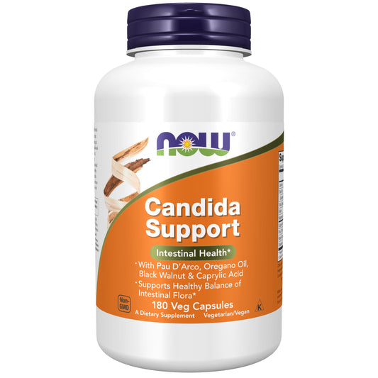 NOW Foods Candida Support bottle - 180 vegetarian capsules (front view)
