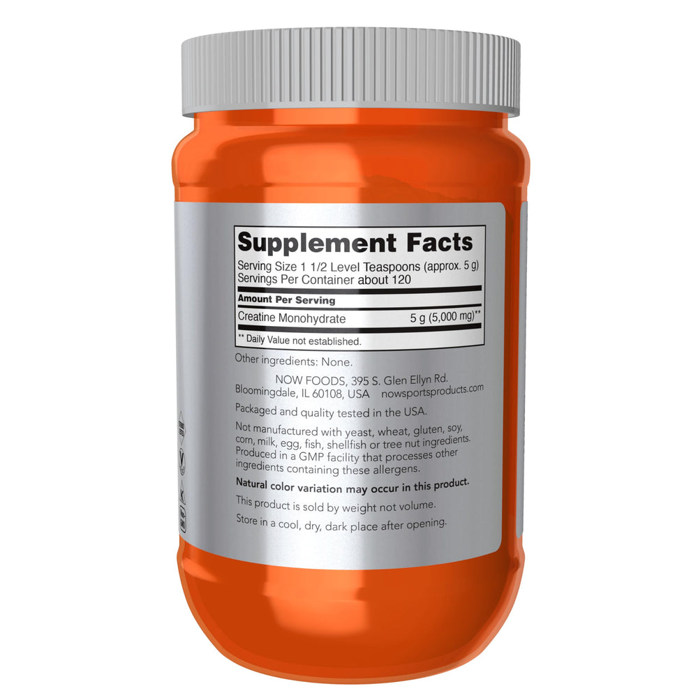 NOW Foods Creatine Monohydrate Powder 21.2 oz back label
