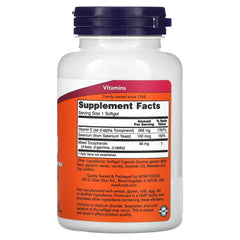 Vitamin E supplement bottle showing E-400 with mixed tocopherols and selenium