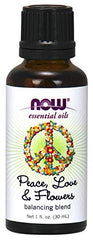 Peace Love and Flowers essential oil bottle label detail