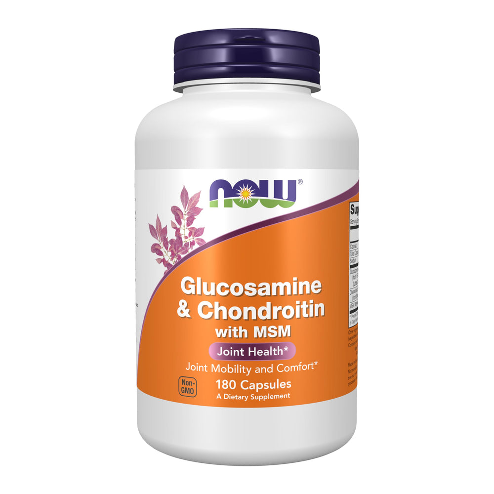 NOW Foods Glucosamine, Chondroitin & MSM 180-veg-capsules front view