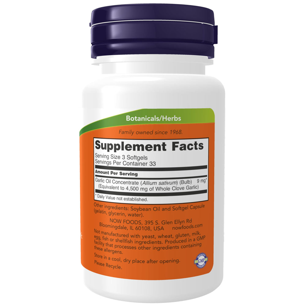 GMP quality assured – NOW Foods garlic oil product