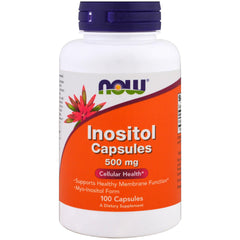 NOW Foods Inositol 500mg 100 capsules pack of 3 closeup