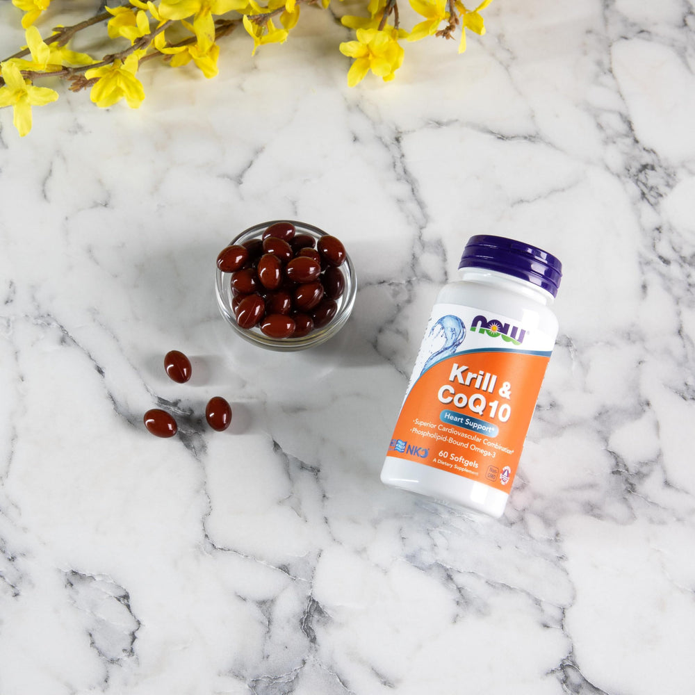 GMP quality assurance seal on NOW Foods Krill & CoQ10 packaging