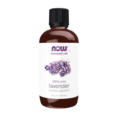 NOW Foods lavender essential oil bottle 4 oz - front view