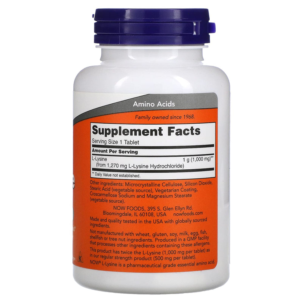 Close-up of L-Lysine HCl 1000 mg vegan tablets