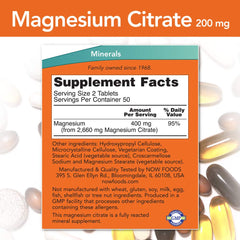 Close-up of bottle label showing Magnesium Citrate 200 mg