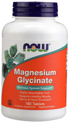 NOW Foods Magnesium Glycinate 100 mg bottle with 180 tablets