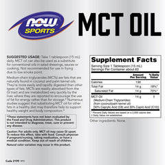 NOW Foods MCT Oil 32 oz bottle back label