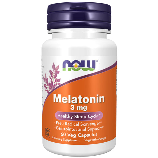 NOW Foods Melatonin 3 mg bottle with packaging