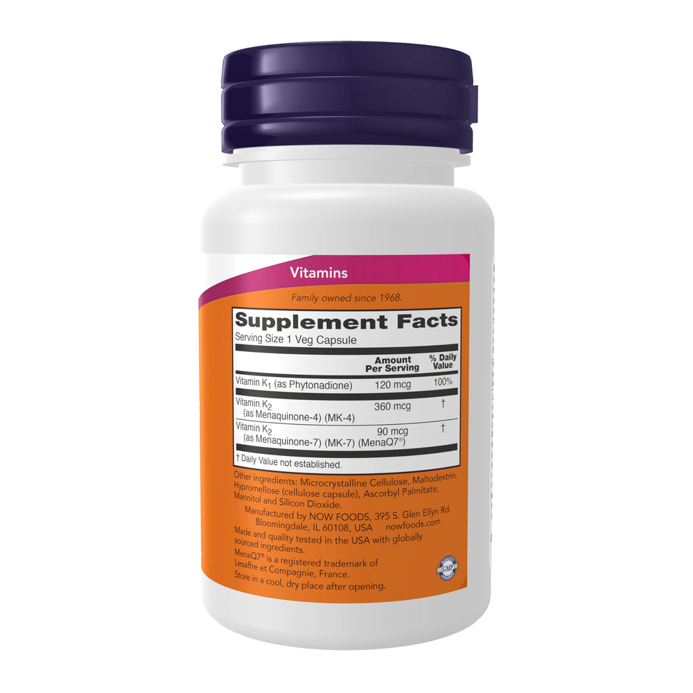 Close-up of MK-7 MK-4 and K1 vitamin K blend