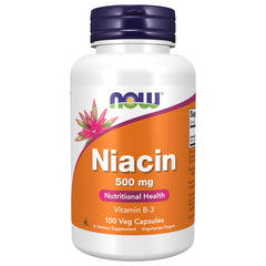 NOW Foods Niacin 500 mg bottle with label
