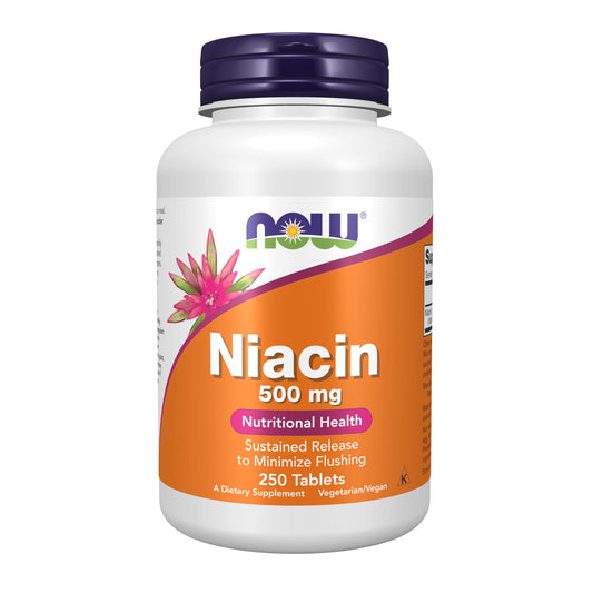 NOW Foods Niacin 500 mg bottle label