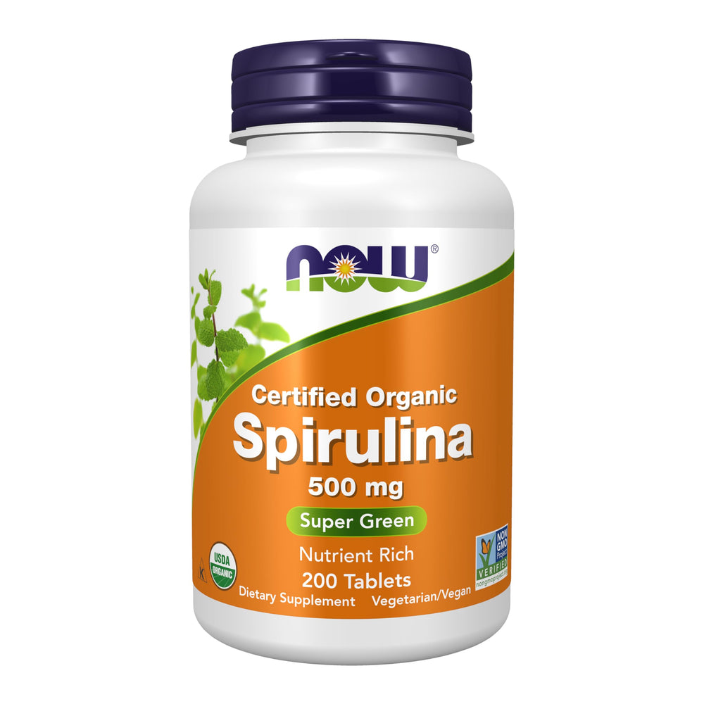 NOW Foods Organic Spirulina 500 mg bottle label