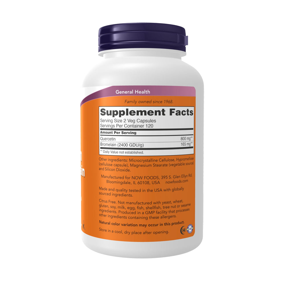 Quercetin with Bromelain immune system support label