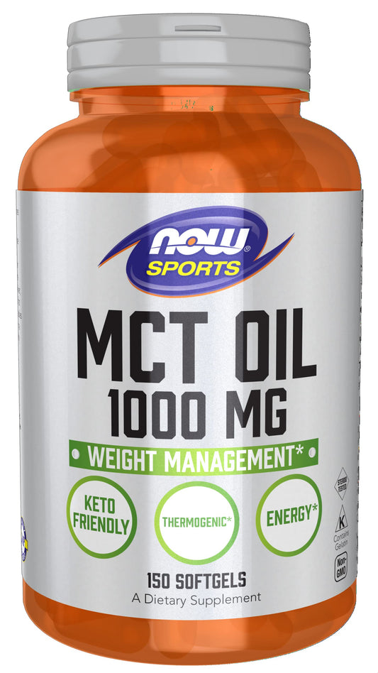 NOW Foods MCT Oil bottle label 1000 mg 150 softgels
