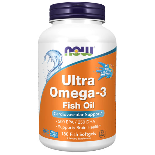 NOW Foods Ultra Omega-3 softgels bottle - 180 count