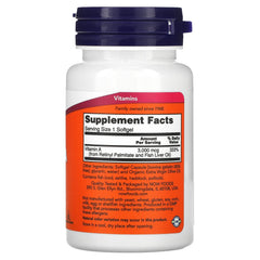 Now Foods Vitamin A 10,000 IU softgels packaging and bottle