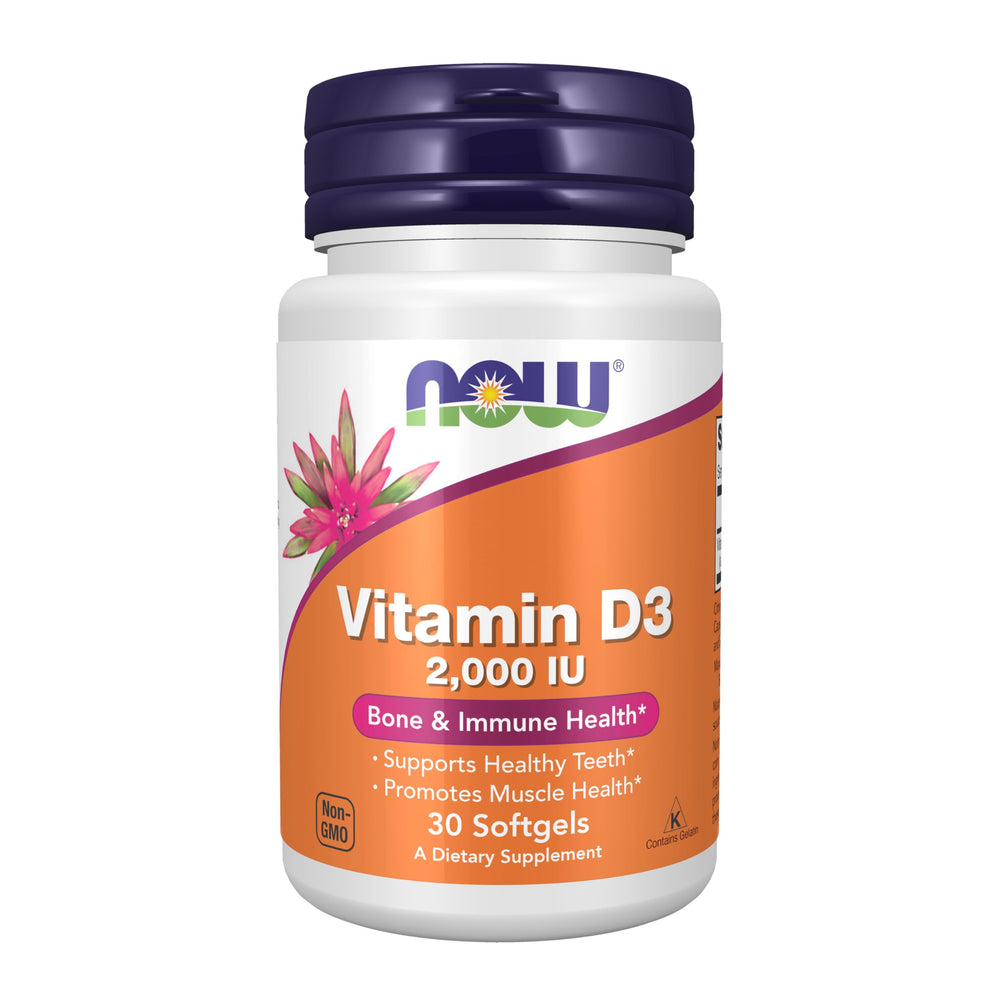 NOW Foods Vitamin D-3 2000 IU softgels bottle