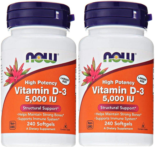 Now Foods Vitamin D3 5000 IU 240 softgels Pack of 2 hero image