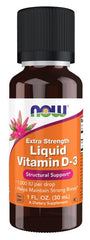Nutrition facts label for NOW Foods Vitamin D3 liquid