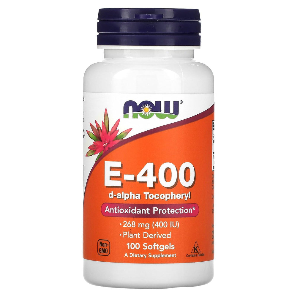 Now Foods Vitamin E D Alpha Tocopheryl Acetate 400 IU softgels bottle - 100 softgels